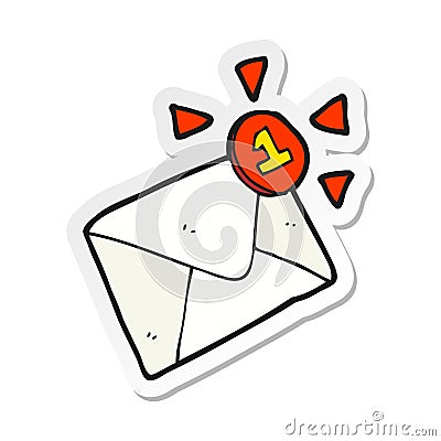sticker of a cartoon email message Vector Illustration