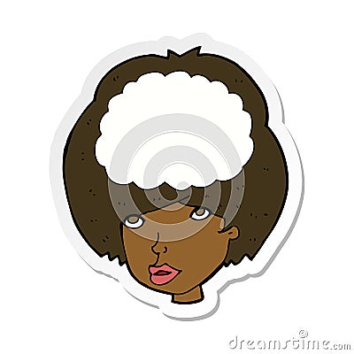 sticker of a cartoon empty headed woman Vector Illustration