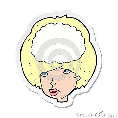 sticker of a cartoon empty headed woman Vector Illustration