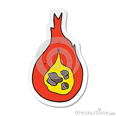 sticker of a cartoon fireball Vector Illustration