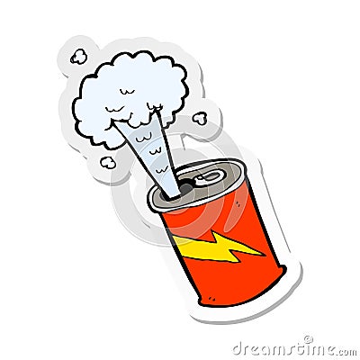 sticker of a cartoon fizzing soda can Vector Illustration