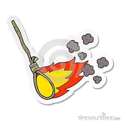 sticker of a cartoon hangmans noose on fire Vector Illustration