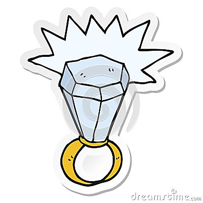 sticker of a cartoon huge diamond ring Vector Illustration