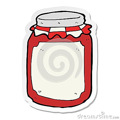 sticker of a cartoon jar of preserve Vector Illustration