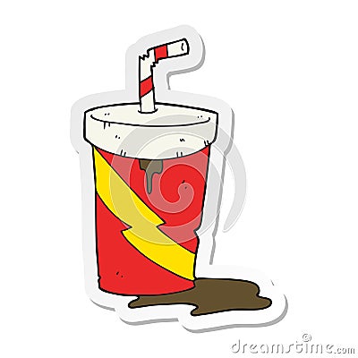 sticker of a cartoon junk food cola drink Vector Illustration