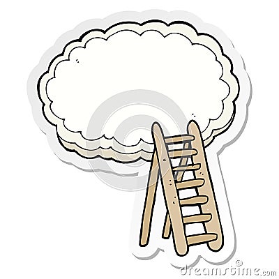 sticker of a cartoon ladder to heaven Vector Illustration