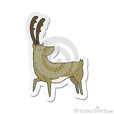sticker of a cartoon manly stag Vector Illustration