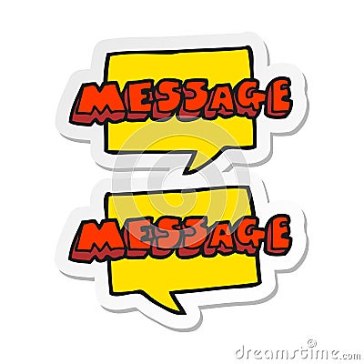 sticker of a cartoon message texts Vector Illustration