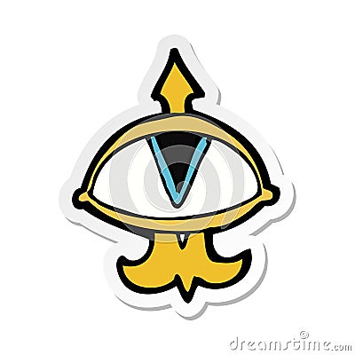 Sticker of a cartoon mystic eye symbol Vector Illustration