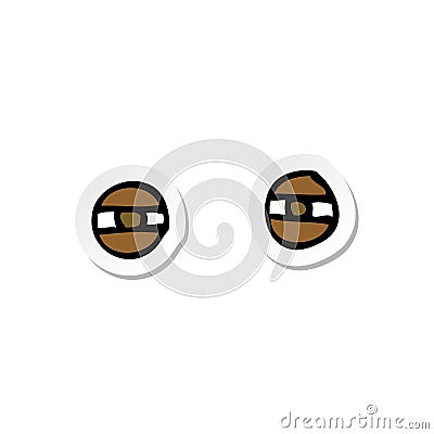 sticker of a cartoon narrowed eyes Vector Illustration