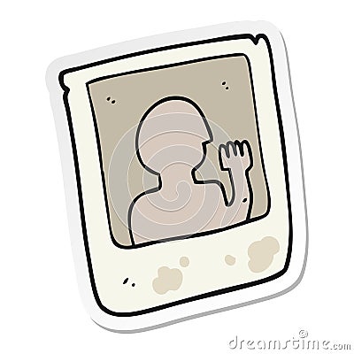 sticker of a cartoon old instant photograph Vector Illustration