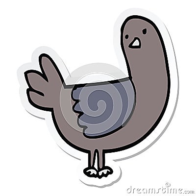 sticker of a cartoon pigeon Vector Illustration