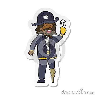 sticker of a cartoon pirate captain Vector Illustration