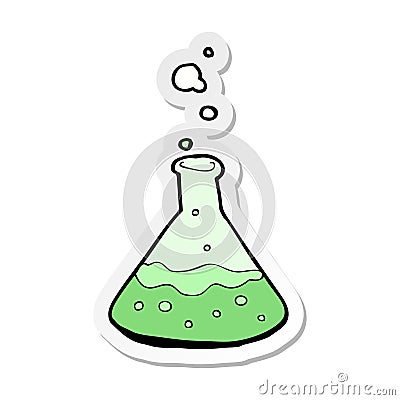 sticker of a cartoon science chemicals Vector Illustration