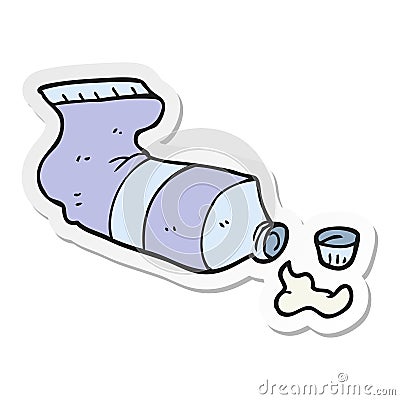 sticker of a cartoon squeezed tube of toothpaste Vector Illustration