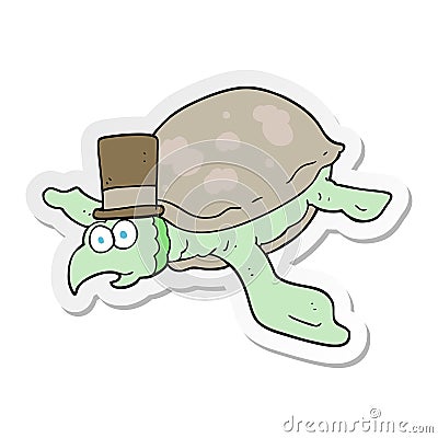 sticker of a cartoon turtle Vector Illustration