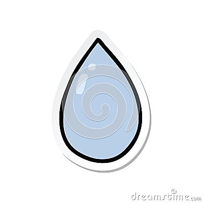 sticker of a cartoon water droplet Vector Illustration