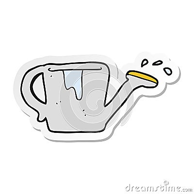 sticker of a cartoon watering can Vector Illustration