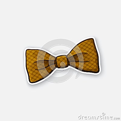 Sticker checkered retro bow tie Vector Illustration