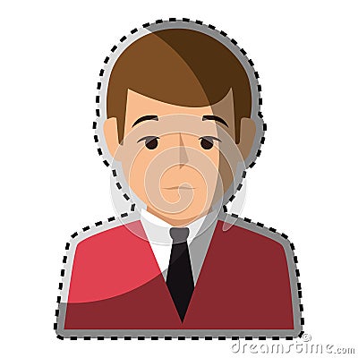 Sticker colorful half body man formal style Vector Illustration