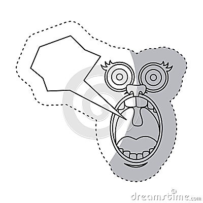 sticker contour face cartoon gesture with dialog abstract box Cartoon Illustration