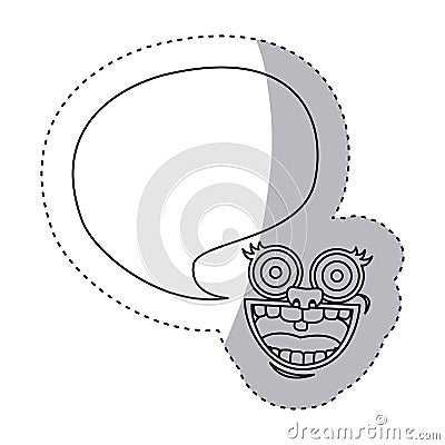 sticker contour face cartoon gesture with dialog big callout box Cartoon Illustration