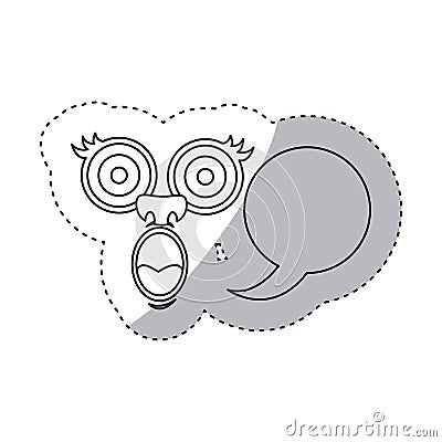 sticker contour face cartoon gesture with dialog circular box Cartoon Illustration