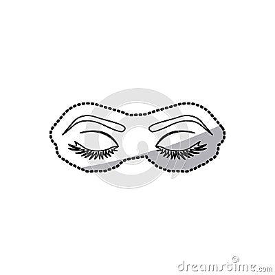 sticker contour woman with closed eyes Cartoon Illustration