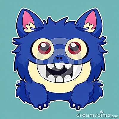 Cute furry monster sticker Stock Photo