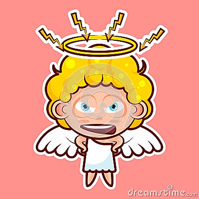 Sticker emoji emoticon, emotion swear, angry, lightning, vector isolated illustration character sweet divine entity Vector Illustration