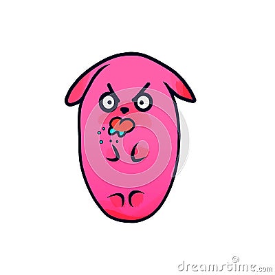 Sticker evil bunny. Pink jelly bunny. Pink Bunny Stickers. Stock Photo