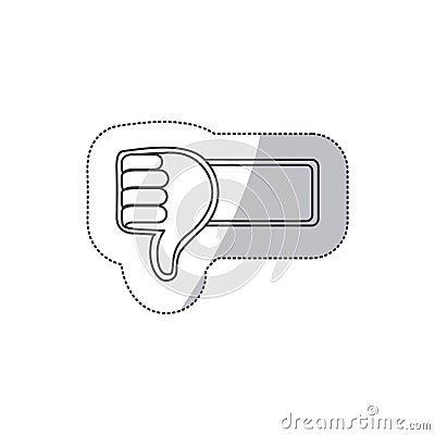 sticker grayscale contour with 3d arm with hand with signal disappointed Cartoon Illustration