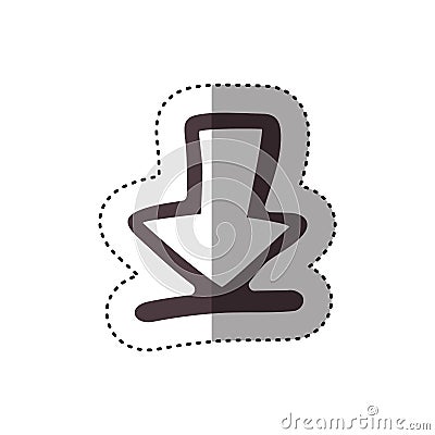 sticker hand drawing symbol arrow down icon Cartoon Illustration