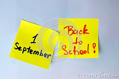 The sticker with the inscription go back to school and the first of September Stock Photo