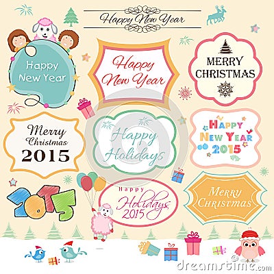 Sticker or label for New Year, Christmas and Chinese Year of goa Stock Photo