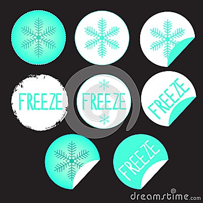 Sticker label products with snowflake Vector Illustration