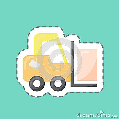 Sticker line cut Forklift. suitable for Education symbol. simple design editable. design template vector. simple illustration Cartoon Illustration