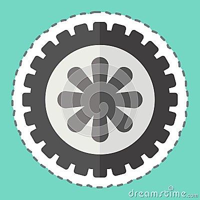 Sticker line cut Wheel. related to Car ,Automotive symbol. simple design editable. simple illustration Cartoon Illustration