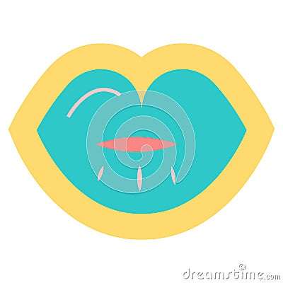 Sticker lips for the holiday Valentine`s Day Vector Illustration