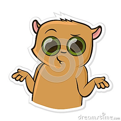 Sticker for messenger with funny animal. Puzzed Hamster. Vector illustration, isolated on white. Vector Illustration