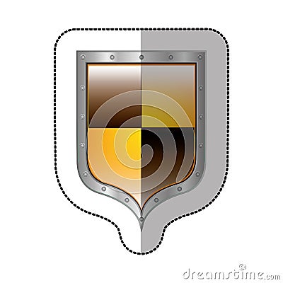 sticker metallic rounded shield with colorful rhombus shape Cartoon Illustration