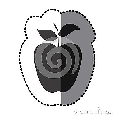 sticker monochrome apple fruit icon Cartoon Illustration