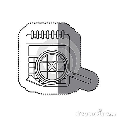 sticker monochrome contour of calendar with spiral and date mark Cartoon Illustration