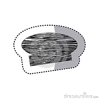 sticker monochrome oval and rectangle pieces wooden board with cloves Cartoon Illustration