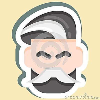 Sticker Mustache And Beard. suitable for Barbershop symbol. simple design editable. design template vector. simple illustration Cartoon Illustration