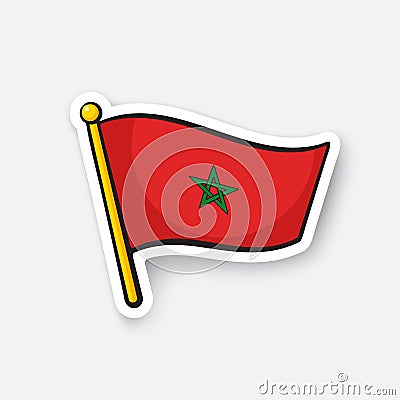 Sticker national flag of Morocco Vector Illustration