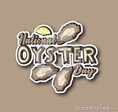 Sticker National Oyster Day Vector Illustration
