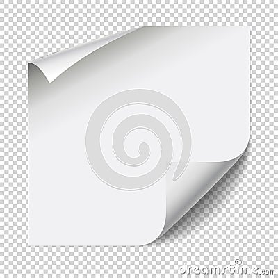 Sticker paper note. White sheet with curled corners Vector Illustration