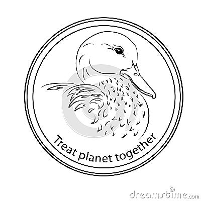 Sticker on the protection and recovery of the planet, to join forces for the treatment and protection of animals and endangered s Vector Illustration