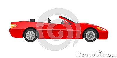 Sticker of red convertible sportcar on white background Vector Illustration